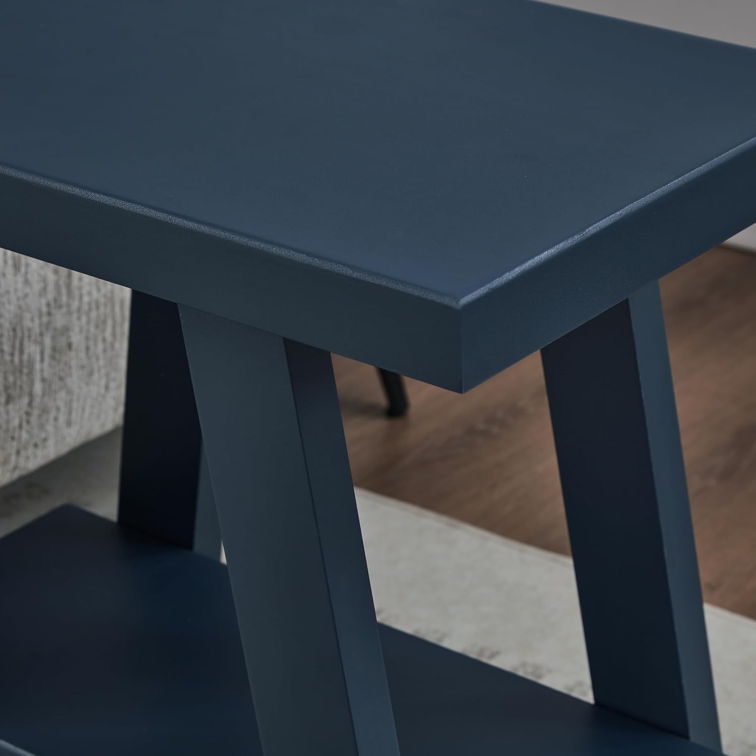 Roundhill Furniture Athens Contemporary Wood Shelf Side Table in Navy Blue