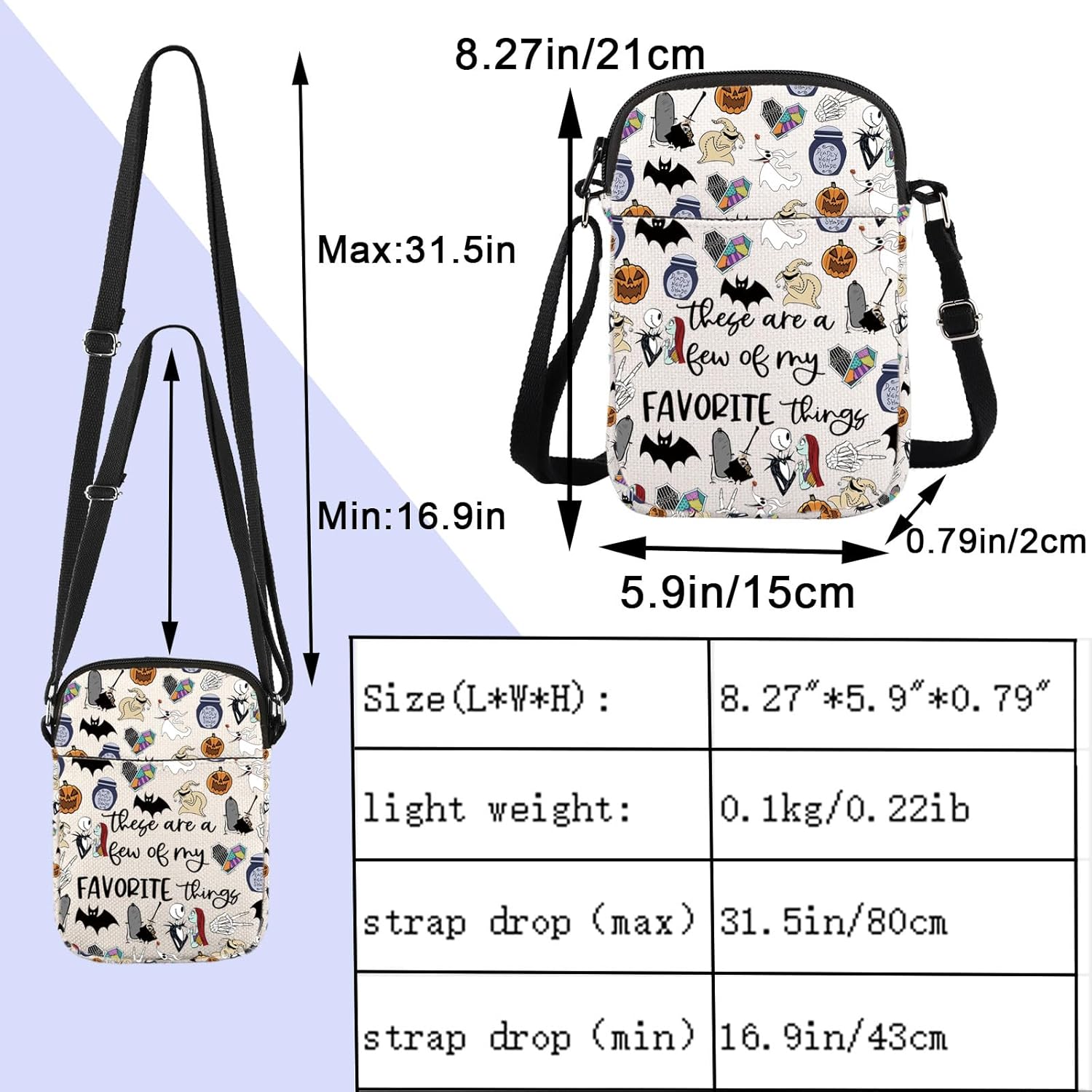 ENSIANTH Horror Movie Inspired Crossbody Purses Bag Spooky Zero Ghost Dog Lover Nightmare Skull Gift (CB) - Image 4