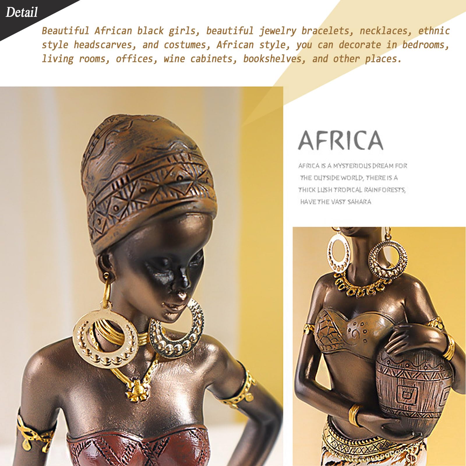 アンティーク/彫刻/オブジェ/置物/民族/首長族/木彫り/インテリア/アフリカ/アート作品 アフリカの女性樹脂像モデル アフリカ 文化ファンへのクリエイティブギフト アフリカの女性彫刻置物/988 ヴィンテージ 大きな彫刻が施されたアフリカ女性の木製の頭像 フィギュア ... アート像 - アフリカの彫刻装飾、ホームデコレーションの置物、部族の女性のデスクトップフィギュア像、収集価値のあるヴィンテージギフト