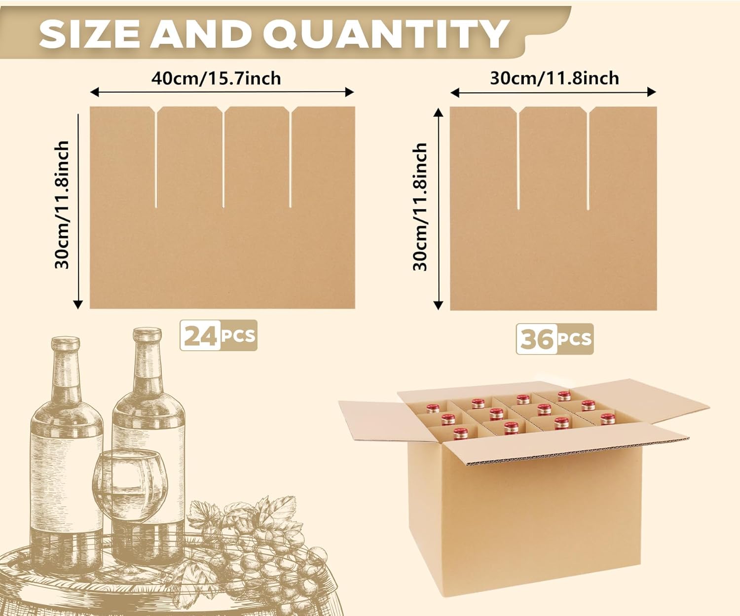 12 Sets Glass Dividers for Moving Boxes, 3x4 Grid Cardboard Dividers for 16x12x12 Inch Box, Corrugated Packing Supplies for Wine Glasses & Fragile Glassware (Box Not Included)