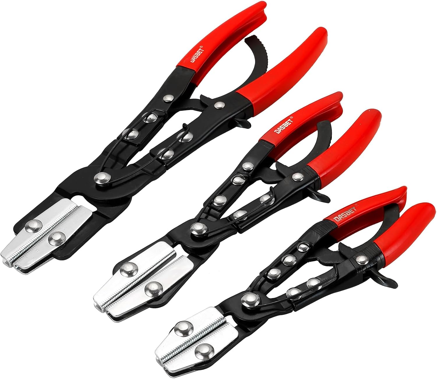 DASBET 3PCS Hose Pinch Off Pliers Set 8'' 10'' 12'' | Automatic Locking Ratcheting Pliers Ratcheting Hose Pinch Off Pliers for Hose Lines Radiator Lines Fuel Lines Coolant Lines