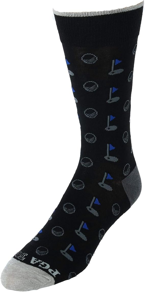 Pga Tour Printed Golf Socks Black/Grey 912 Clothing