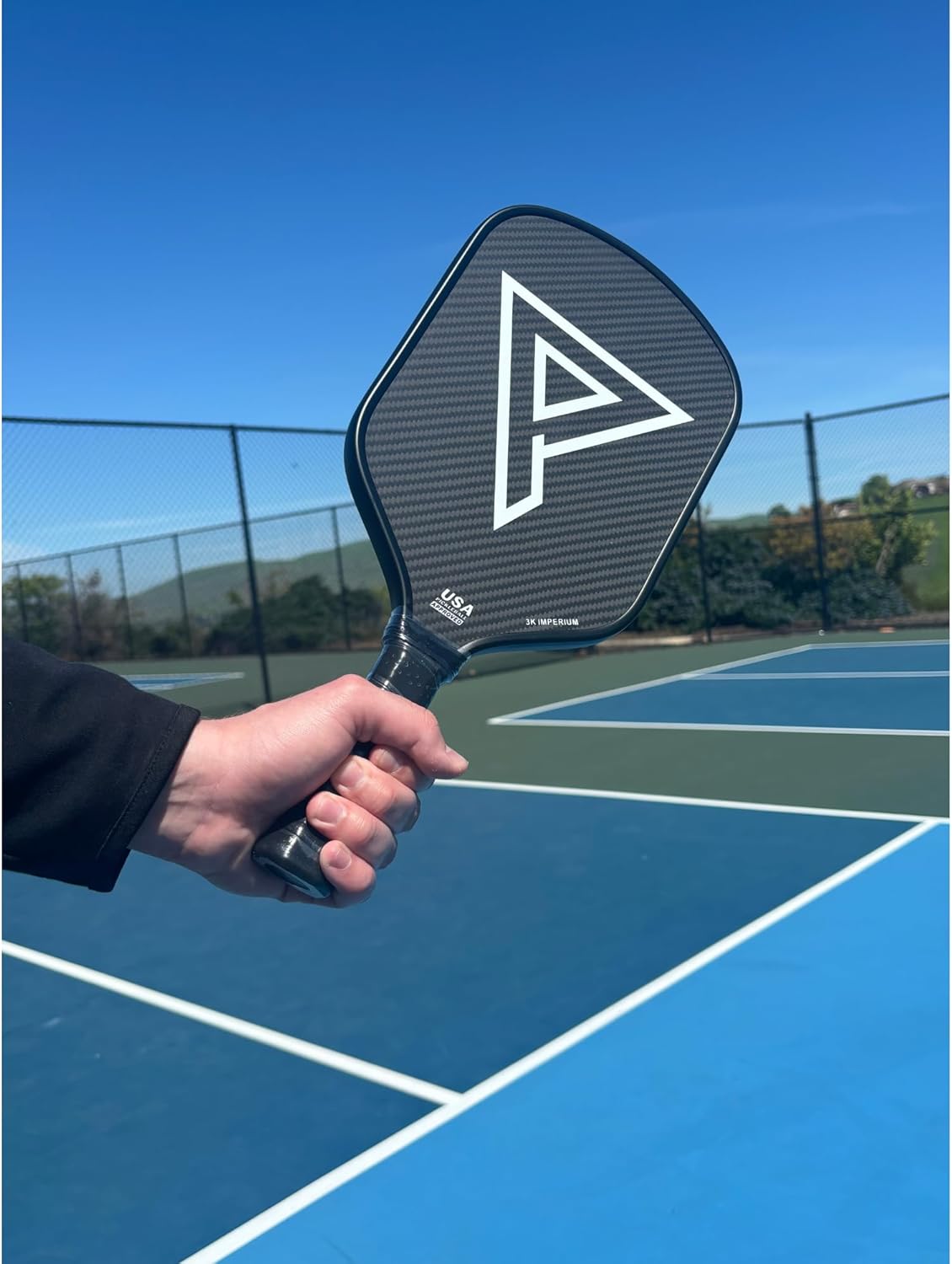 Pickleball Paddle Advanced, Raw 3k Carbon Fiber, Thermoformed Paddle, Honeycomb Polypropylene Core, 16 MM Thickness, USA Pickleball Approved, Style Spin & Grit. 3k Imperium.