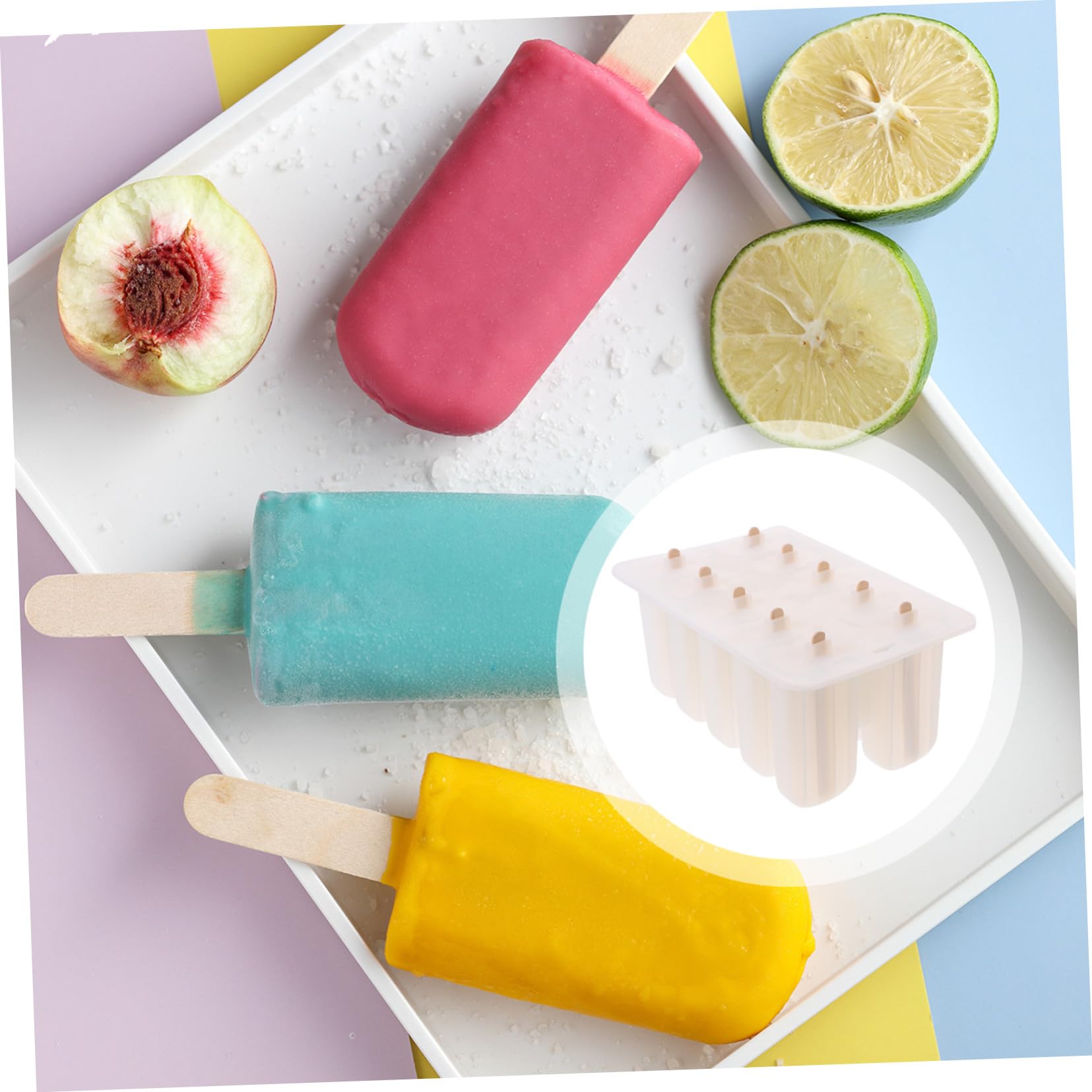 VALICLUD Moule à Glace en Silicone Glaces Maison avec 10 Cavités, Facile à Démouler et Rangement Pratique, pour L'été DIY Couleur Aléatoire