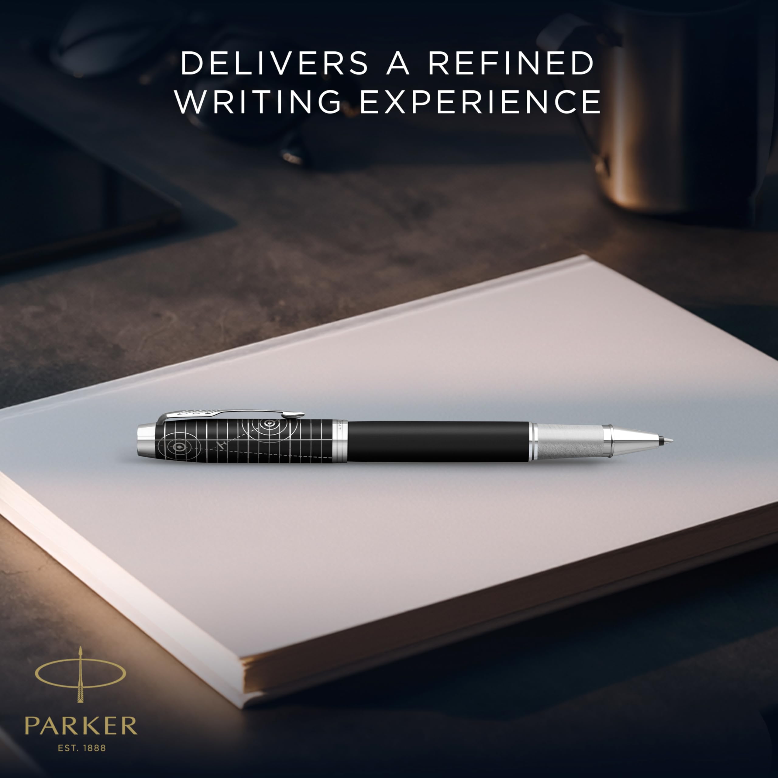 Parker IM Premium Bolígrafo roller | Colección Legacy of Flight | Acabado cromado | Punta fina | Tinta negra | Caja de regalo