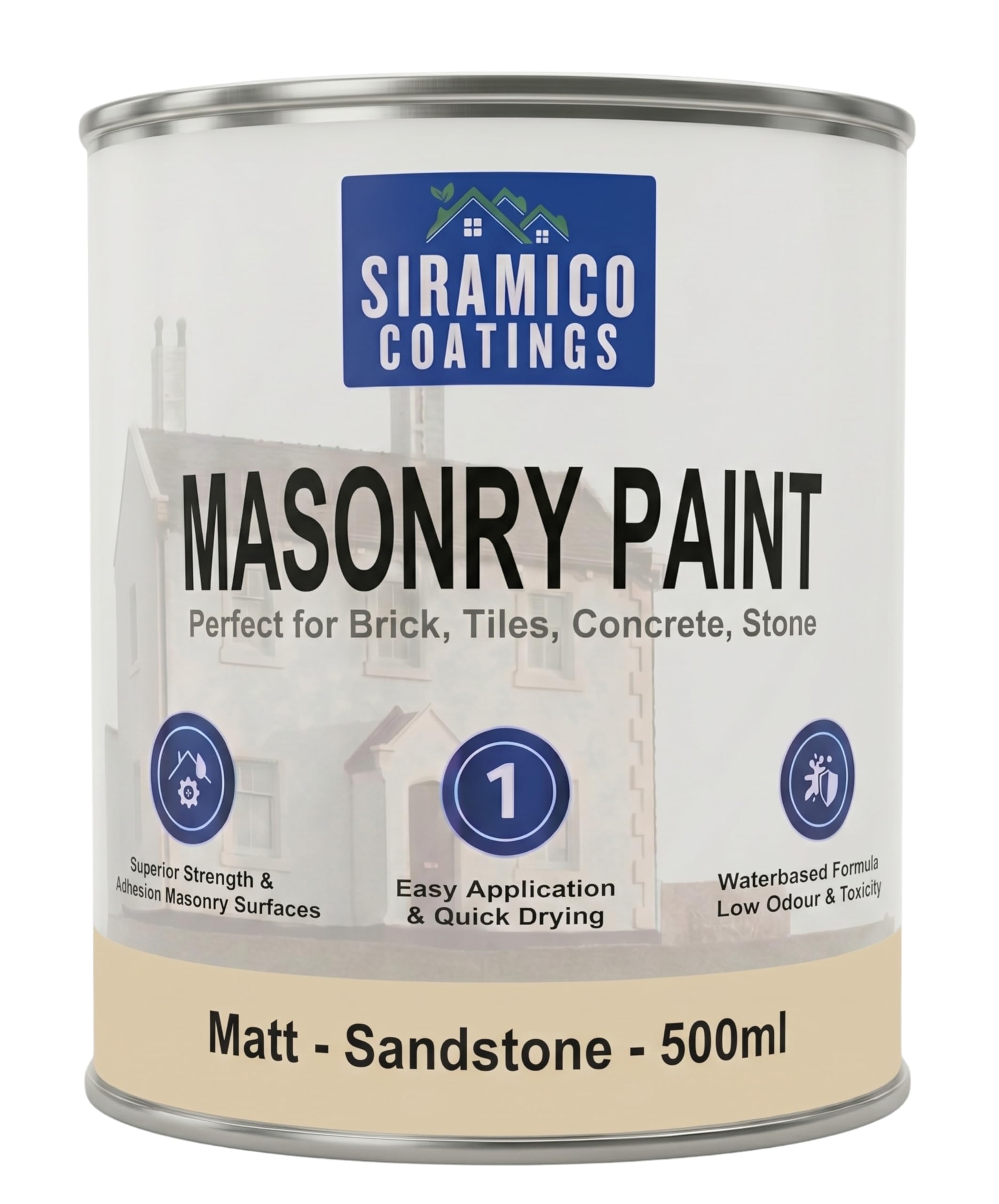Siramico Coatings Sandstone | Masonry Paint | Smooth White | 500 Ml |10 Year Protection Of Masonry Surfaces | Washable Paint (, 500Ml)