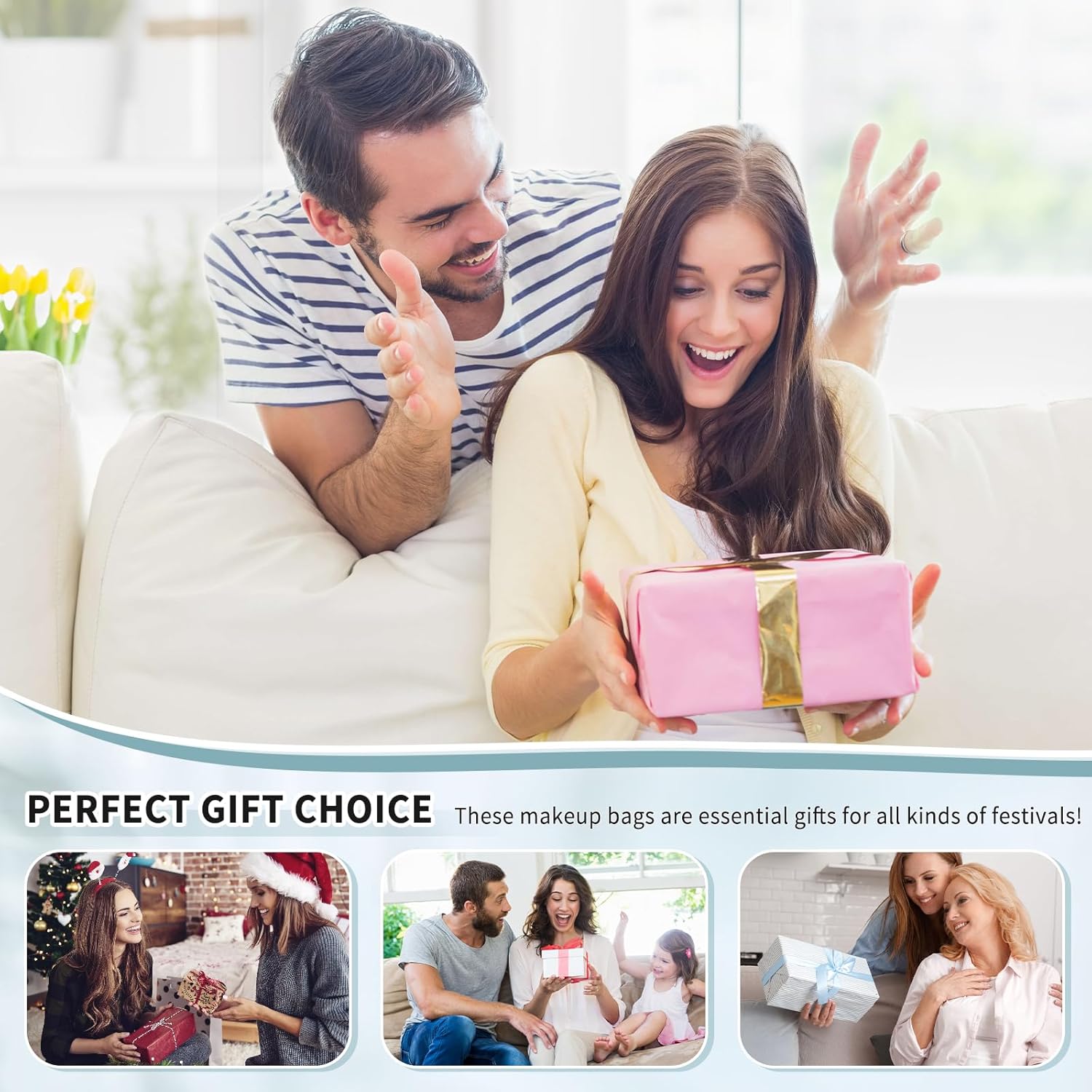 Cute Quilted Floral Makeup Bag(3Pcs)，Coquette Aesthetic Cosmetic Bag，Travel Toiletry Bags， Kawaii Aesthetic pouch for Women (4 - Little Blue Flower) - Image 6