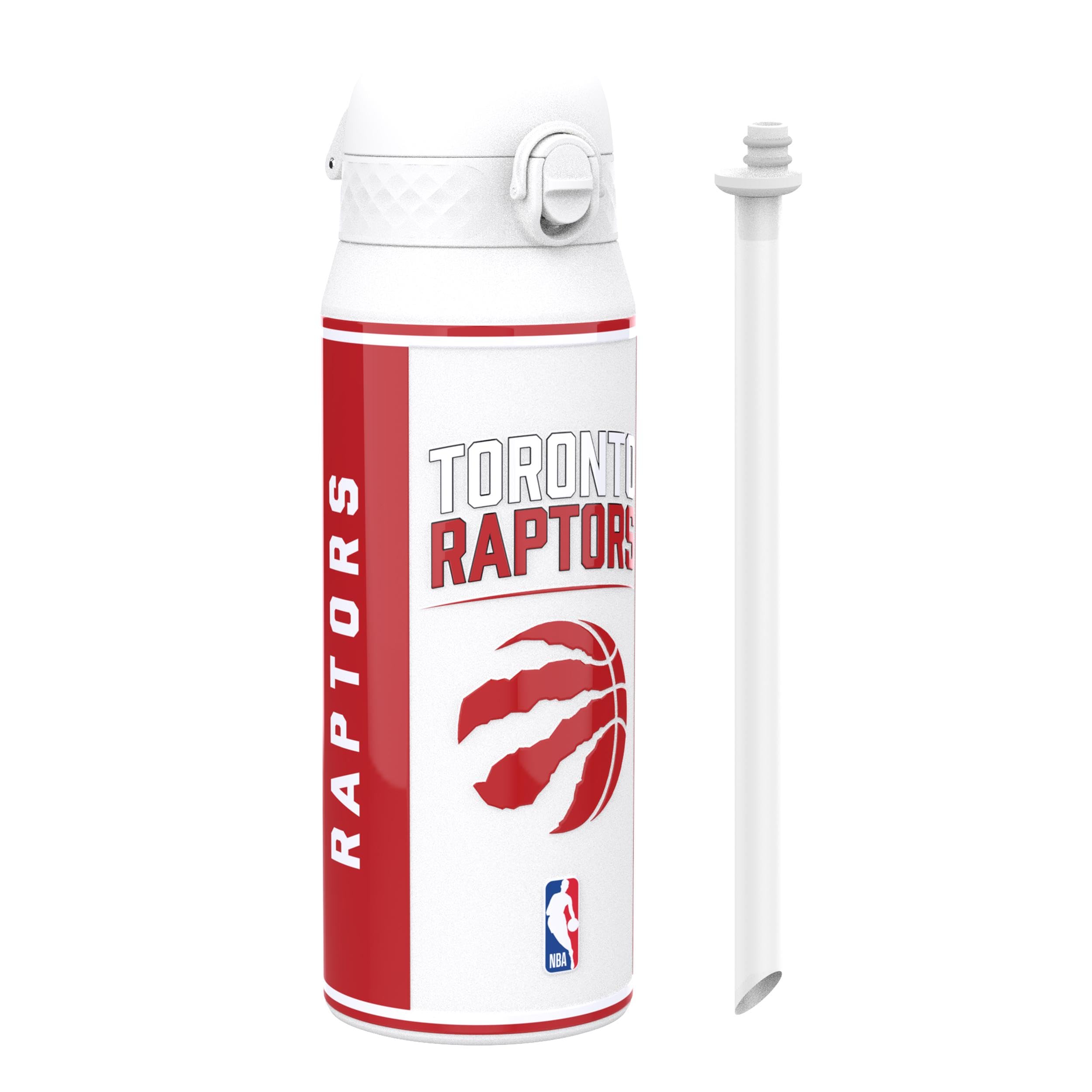 Ion8 NBA Toronto Raptors Sports Thermal Water Bottle with Removable Straw, 750ml/24oz, Leak-proof Insulated Drinking Bottle, Easy to Open, Secure Lock, Dishwasher Safe, Flip Cover, Metal Bottle