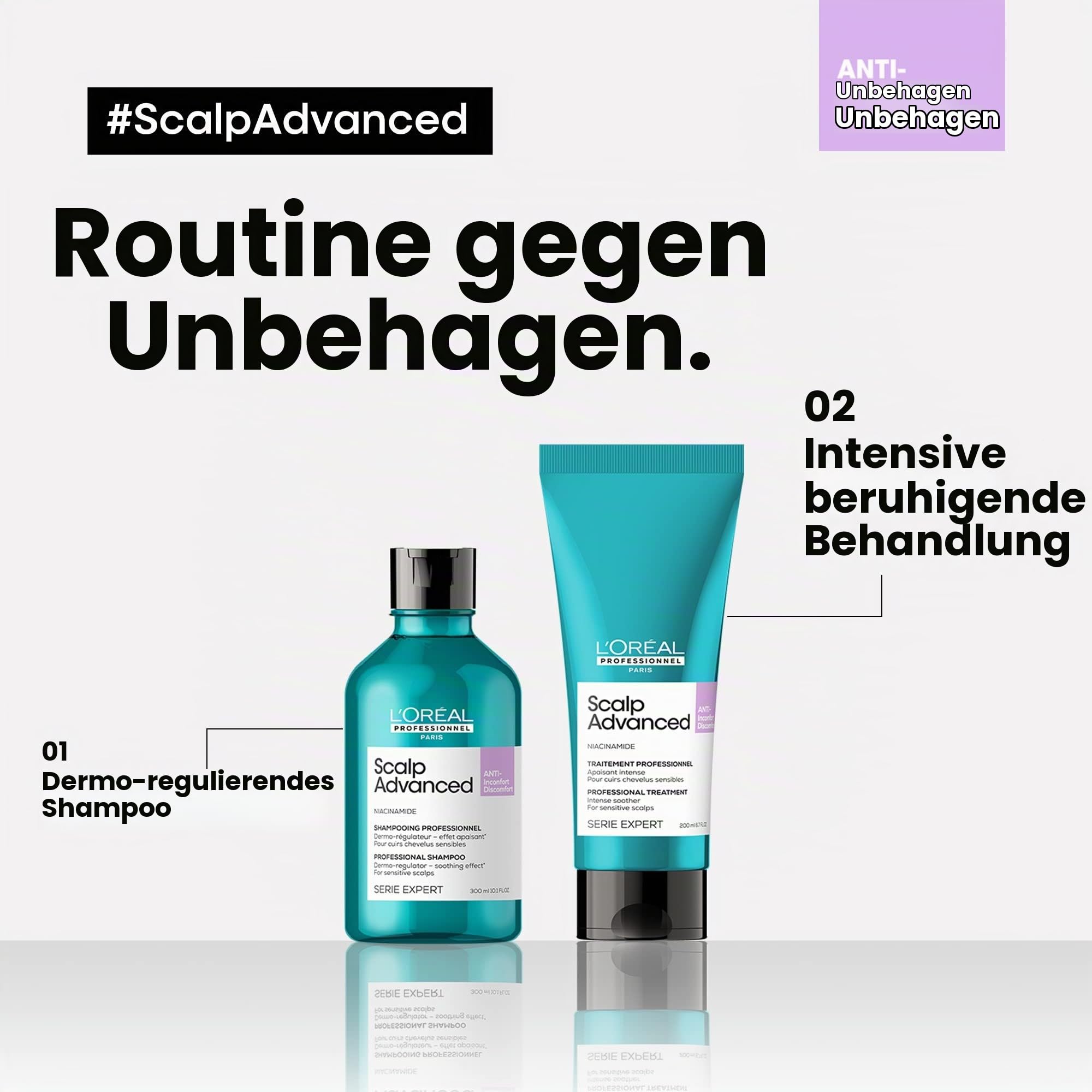 L'Oréal Professionnel Haarshampoo zur Beruhigung empfindlicher Kopfhaut, Scalp Advanced, Anti-Discomfort Dermo-Regulator Shampoo
