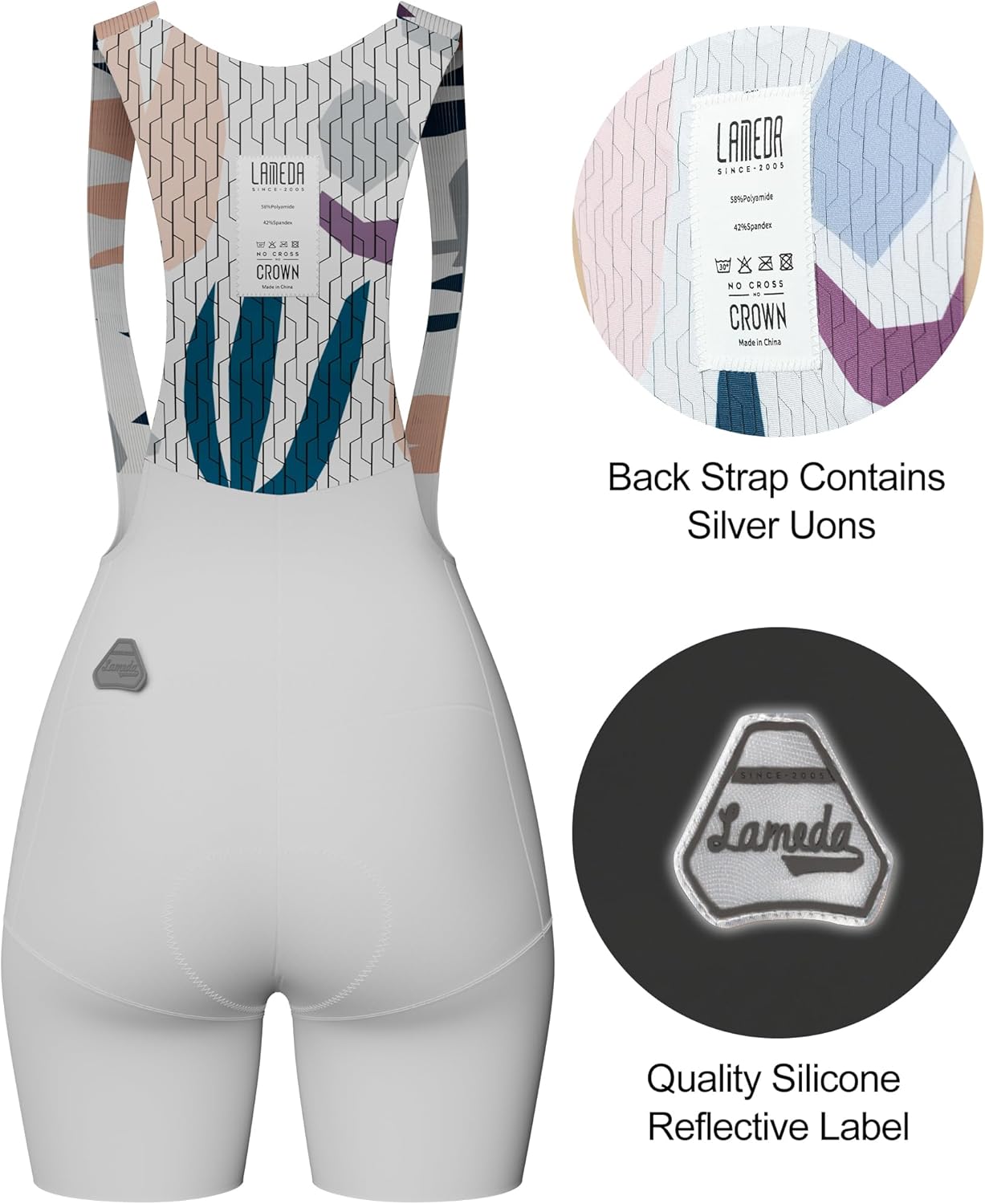 LAMEDA Womens Cycling Bib Shorts Padded Bike Bibs, High Stretchy Biking Shorts UPF50+