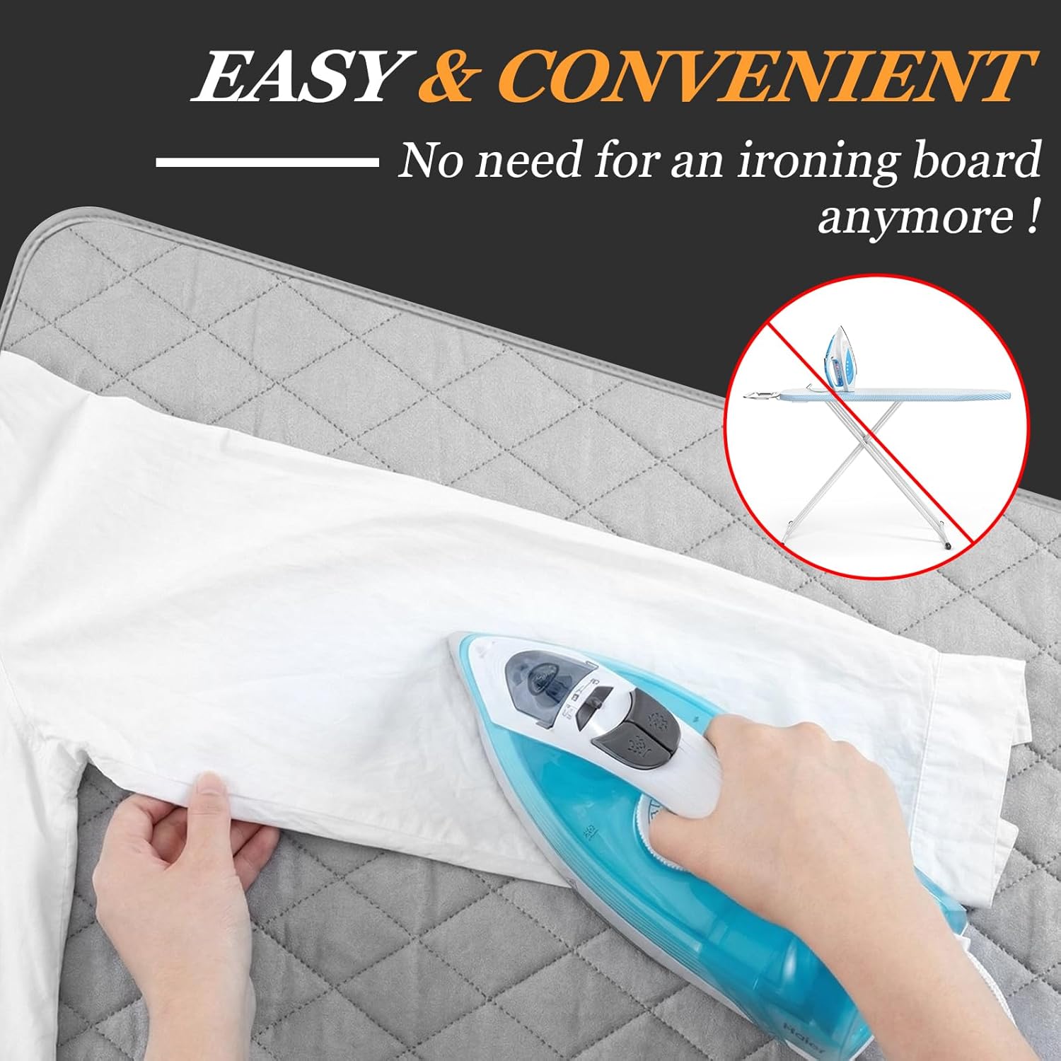 Tegeme Extra Large Ironing Mat (35.4 x 63 Inch), Heat Resistant Ironing Blanket, Quilted Iron Board Pad for Table Top, Countertop, Home, Laundry Room, Foldable for Quilting and Travel