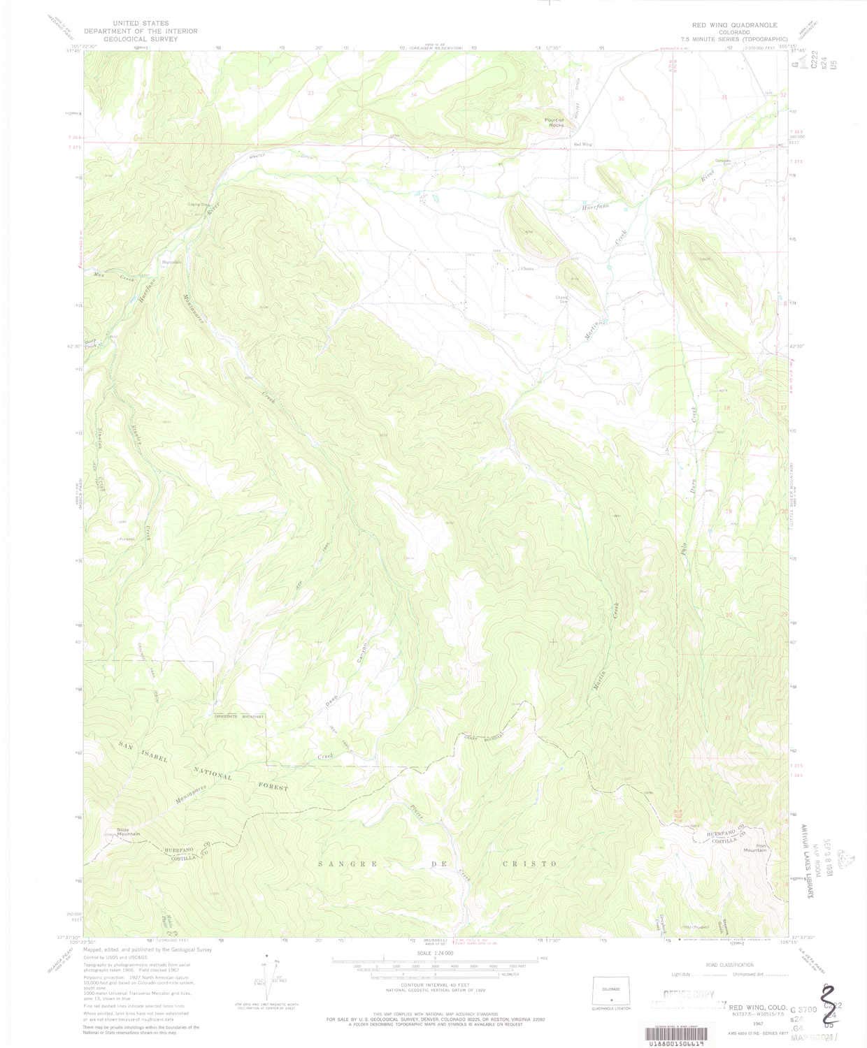 YellowMaps Red Wing CO topo map, 1:24000 Scale, 7.5 X 7.5 Minute, Historical, 1967, Updated 1978, 26.9 x 22.2 in - Polypropylene