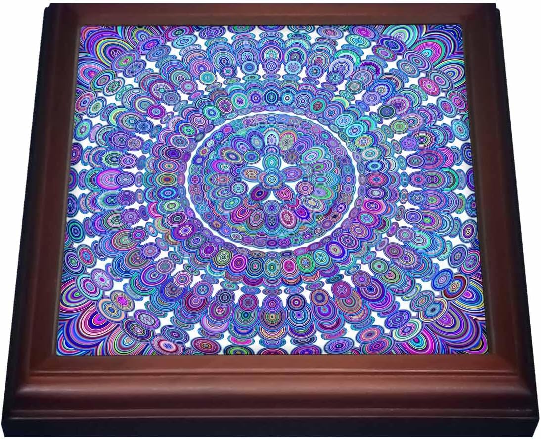 3dRose Trivet with Tile - Colorful Happy Floral Mandala - abstract bohemian design - 8 by 8-inches (trv_299747_1)