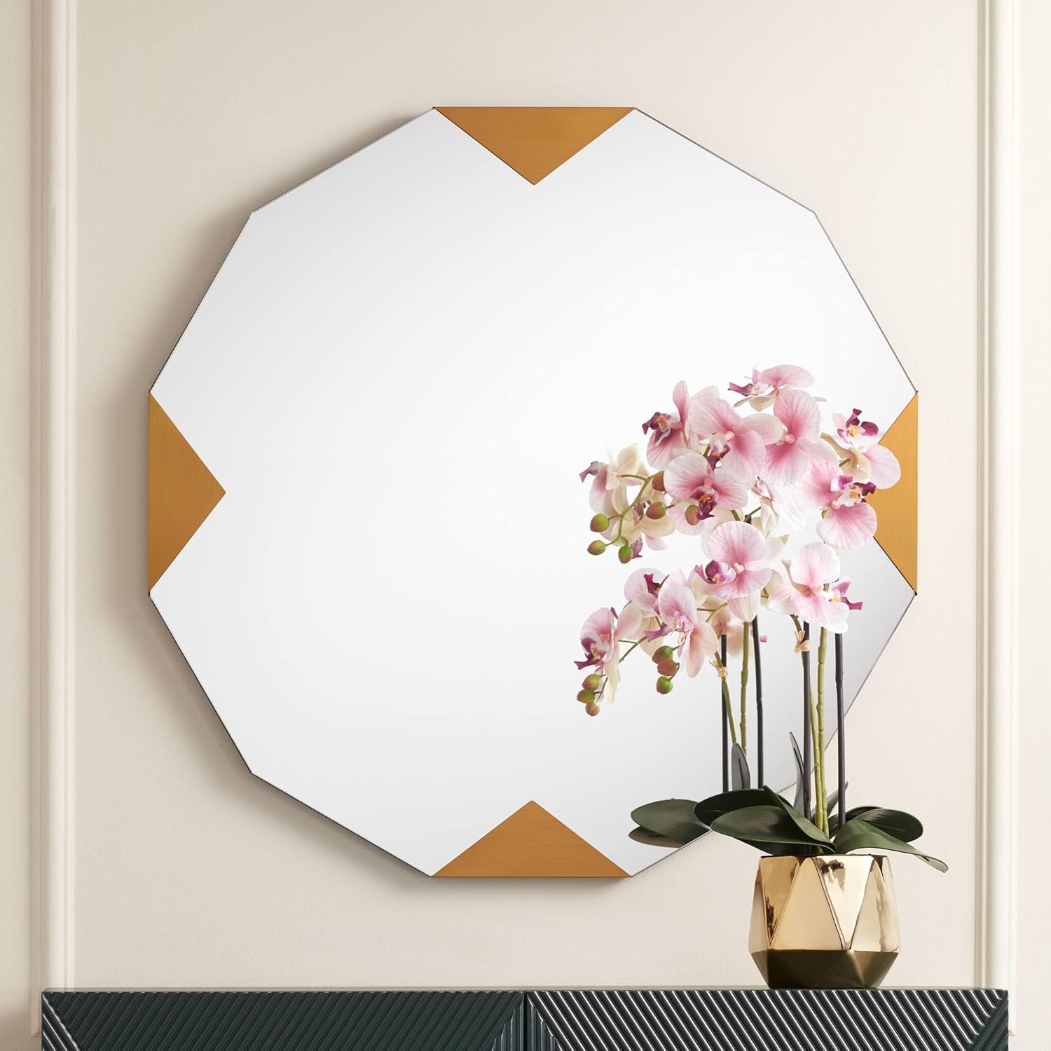 Possini Euro Design Possini Euro Drayden 31" x 31" Golden Triangles Wall Mirror