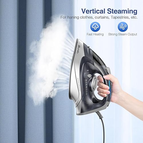 Miniatura 3 de Sundu Plancha de vapor de 1700 W para ropa con suela revestida de cerámica de calentamiento rápido, plancha de vapor con esfera de termostato
