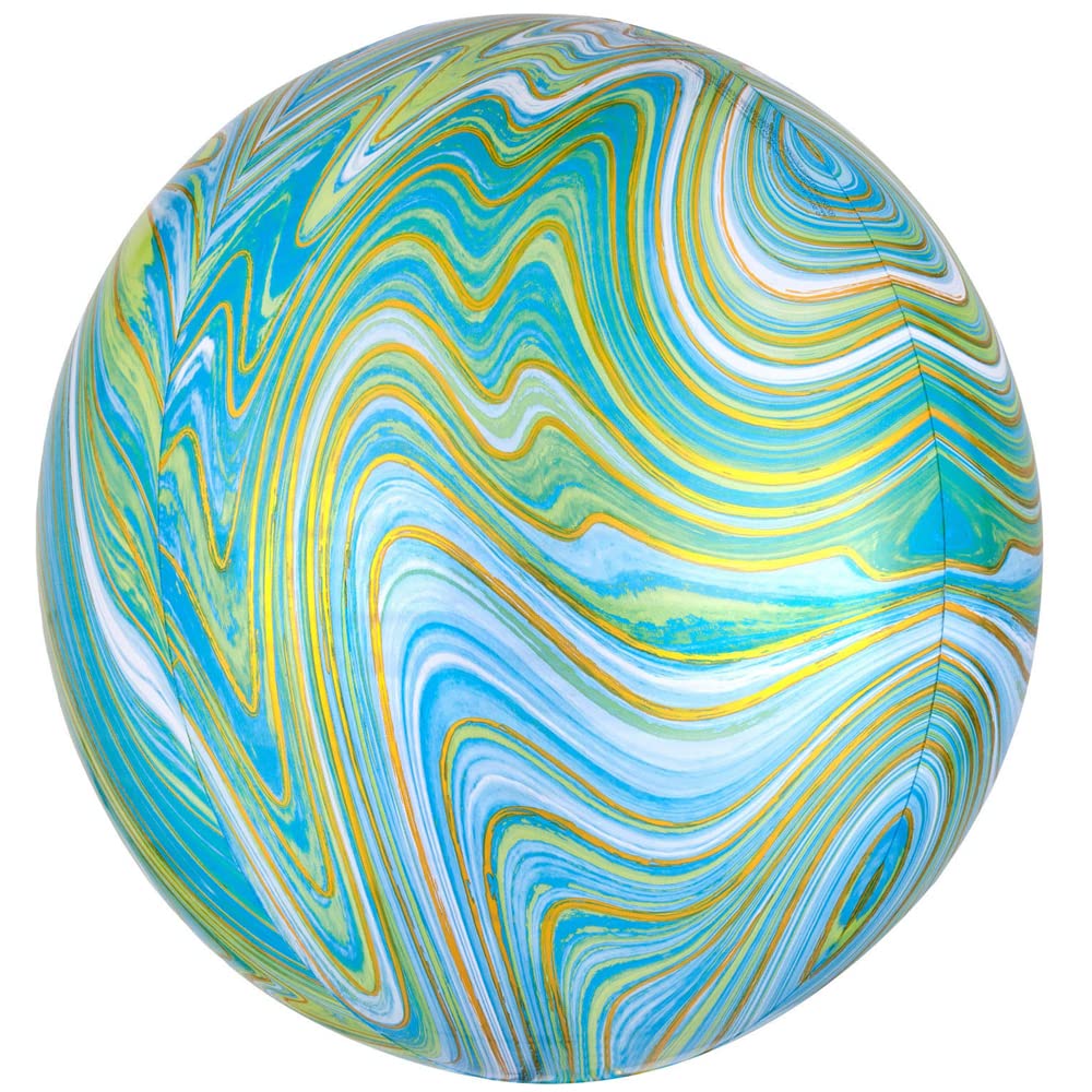Amscan Folienballon Marblez Orbz | 55,9 Cm Blau/grün Schimmernd | Helium- Oder Luftbefüllung Für Party-Deko