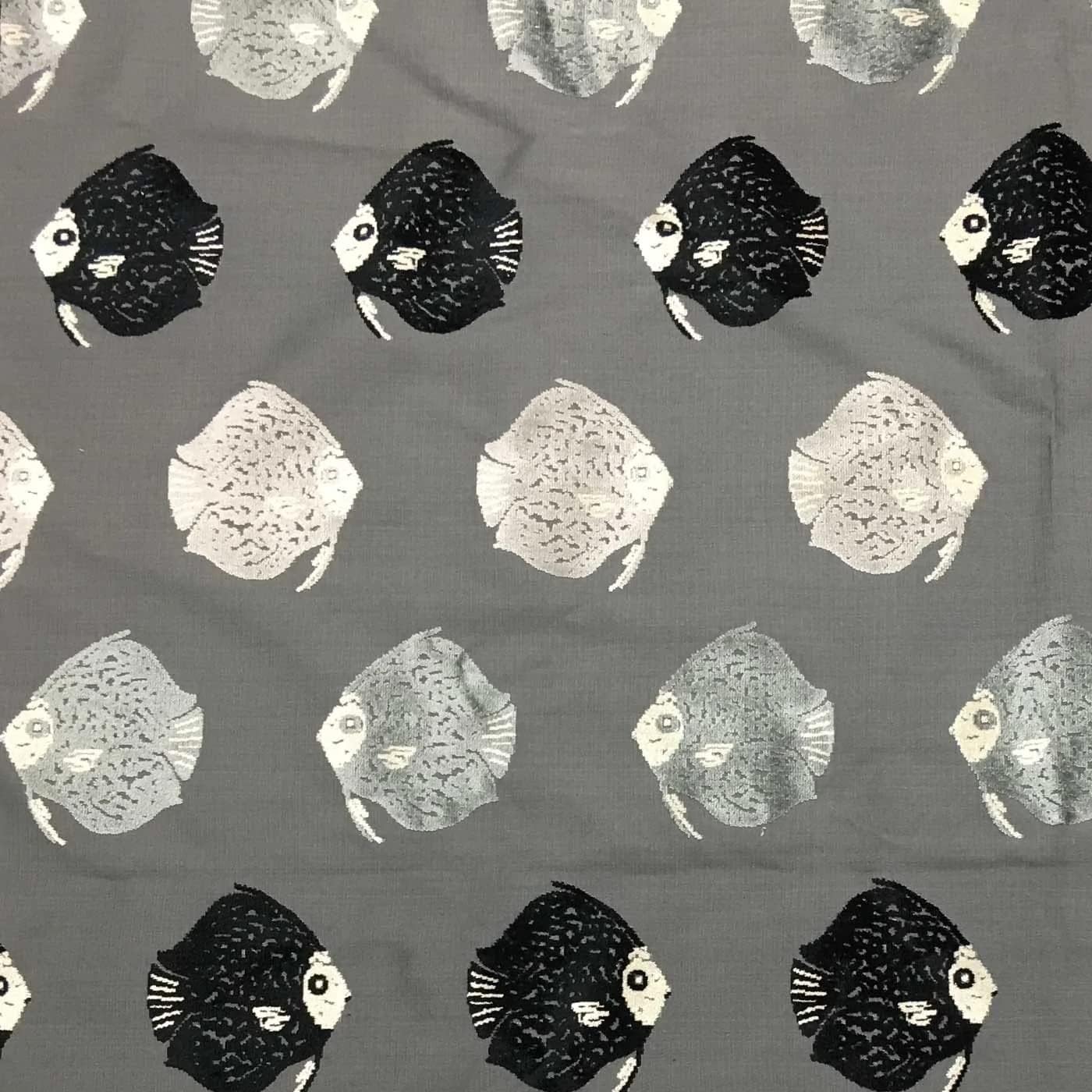 TOP FABRIC, Seychelles - Dori, Fish Pattern Cut Velvet Upholstery Fabric Grass