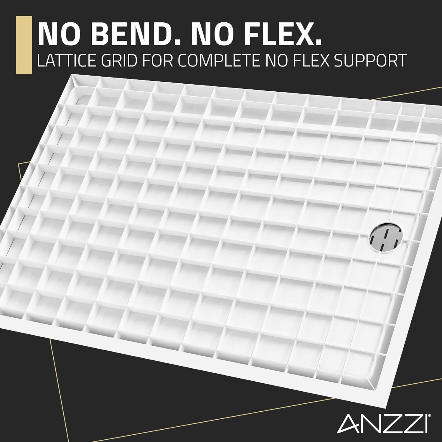 ANZZI Alexander Shower Base - 48 in. x 32 in. Right Drain Shower Base Single Threshold in Glossy White, Marine Grade Acrylic and High Yield Fiberglass, SB-AZ103R
