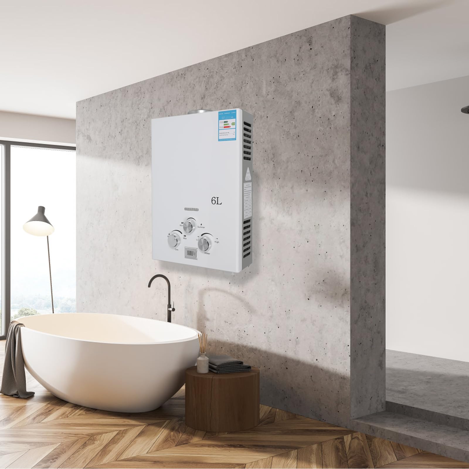 Scaldacqua a gas istantaneo 6L 12KW LPG,Gas propano gpl,10℃-60℃ (6L)