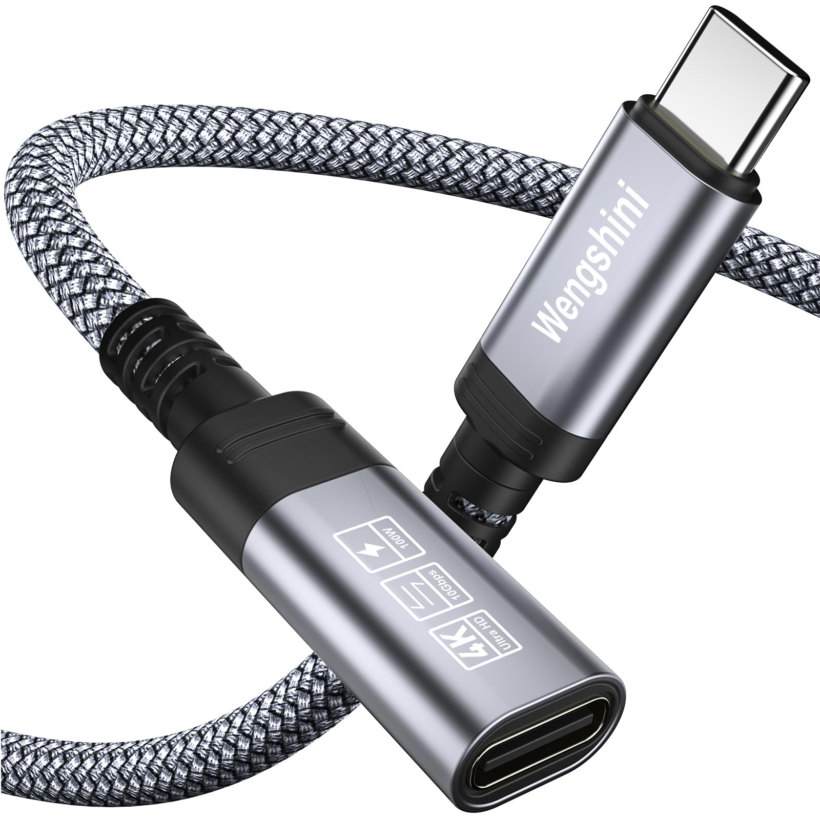 Wengshini USB C Verlängerungs Kabel 1M,USB C Buchse auf USB Stecker USB C Kabel Verlängerung,100W/20Gbps Datenübertragung für Laptop, Mobiltelefon, Monitor, Geräte usw.