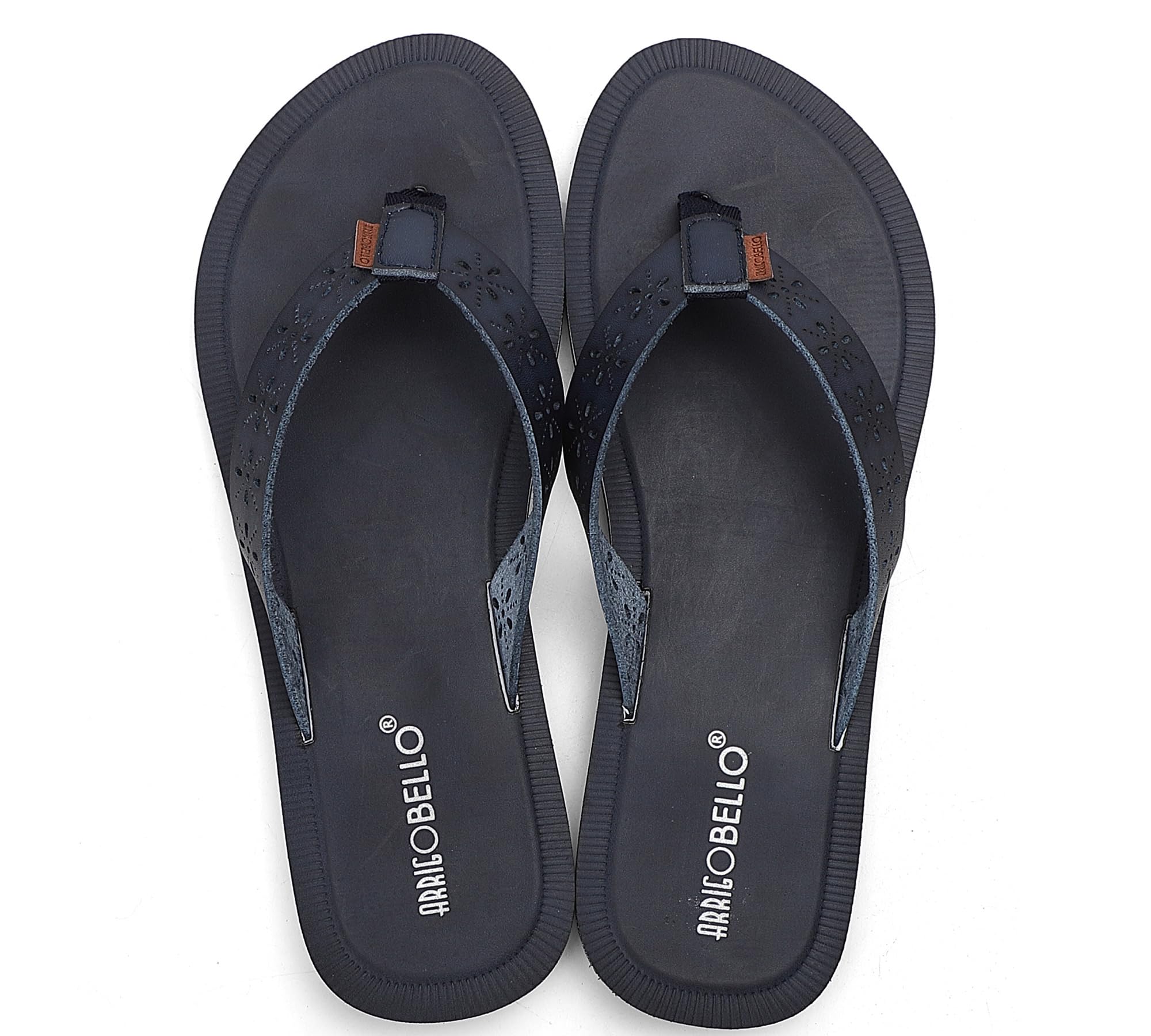 ARRIGO BELLO Flip Flops Damen Zehentrenner Aushöhlen Elegante Badelatschen PU Leder Sommer Hausschuhe Indoor Outdoor Beach Pool Größe 36-41
