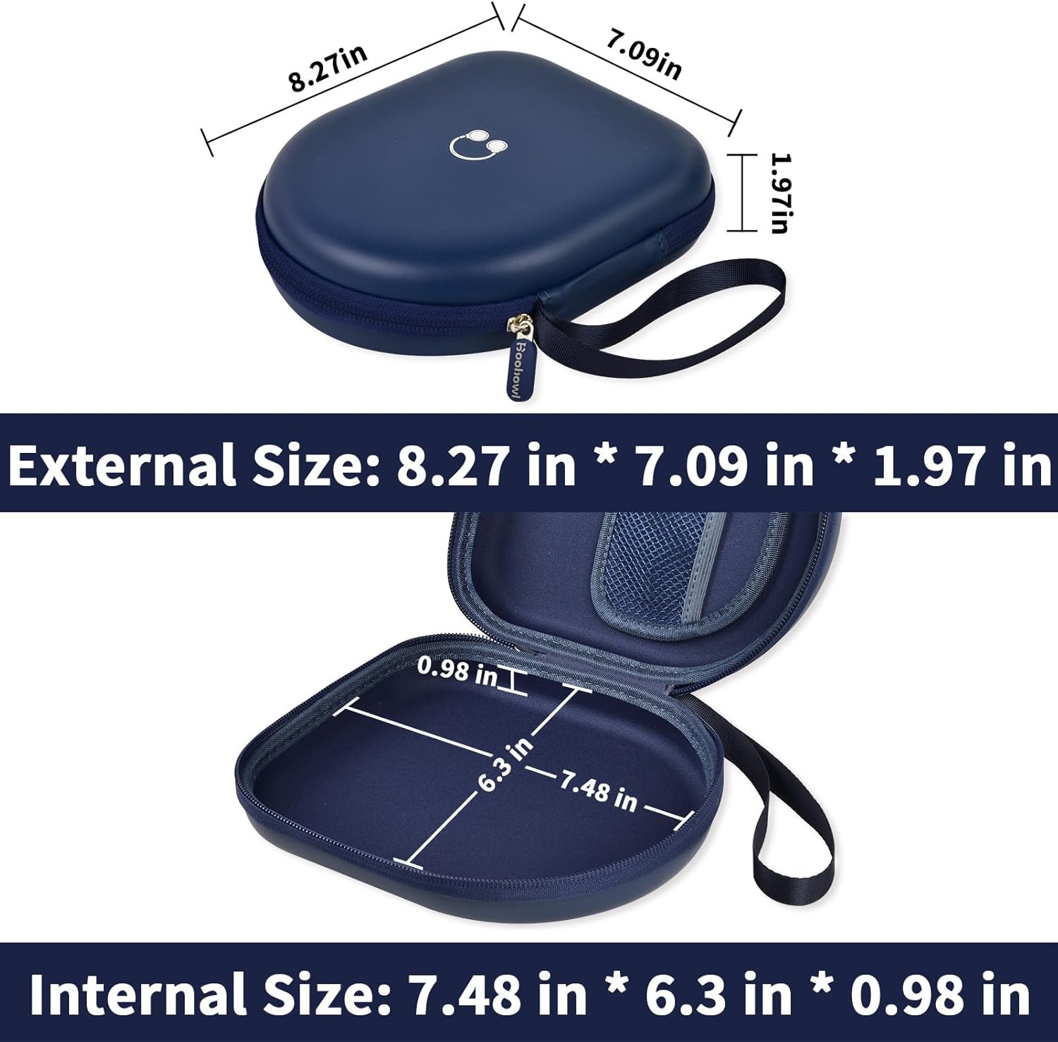Headphone Case Compatible with JBL Tune 510BT/ 520BT/ for Sony WH-CH520/510/ for JBL Live 460NC/670NC Wireless On-Ear Headphones, Bluetooth Head Phones Storage Bag for Charging Cable -Dark Blue - Image 3