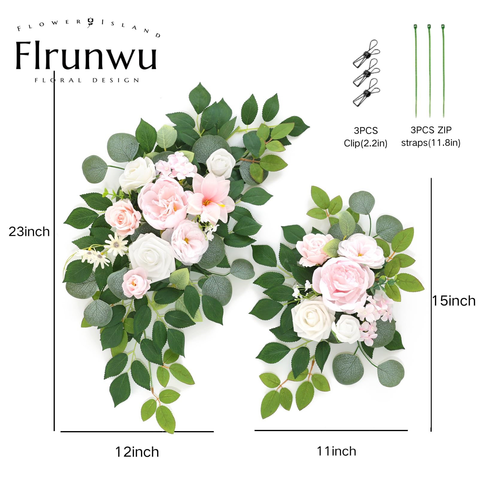 Lot de 2 fleurs artificielles décoratives pour centre de table de mariage, décoration florale murale, maison, entrée, extérieur (rose crème)