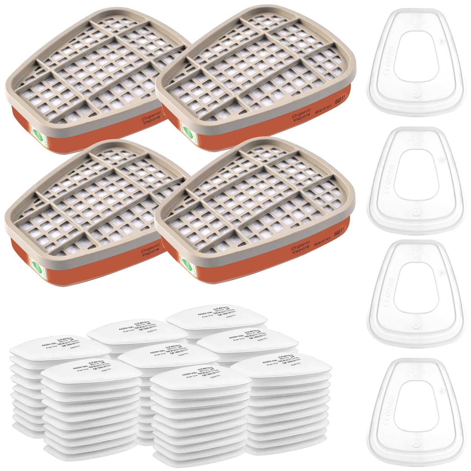 6001 Filtros de Protección Respiratoria, Filtros Algodón Particulado, Cartuchos y Filtros para Respirador Anti Polvo, Compatibles con 6100/6200 / 7501/7502 / 6502/6800 3M Filters(88)