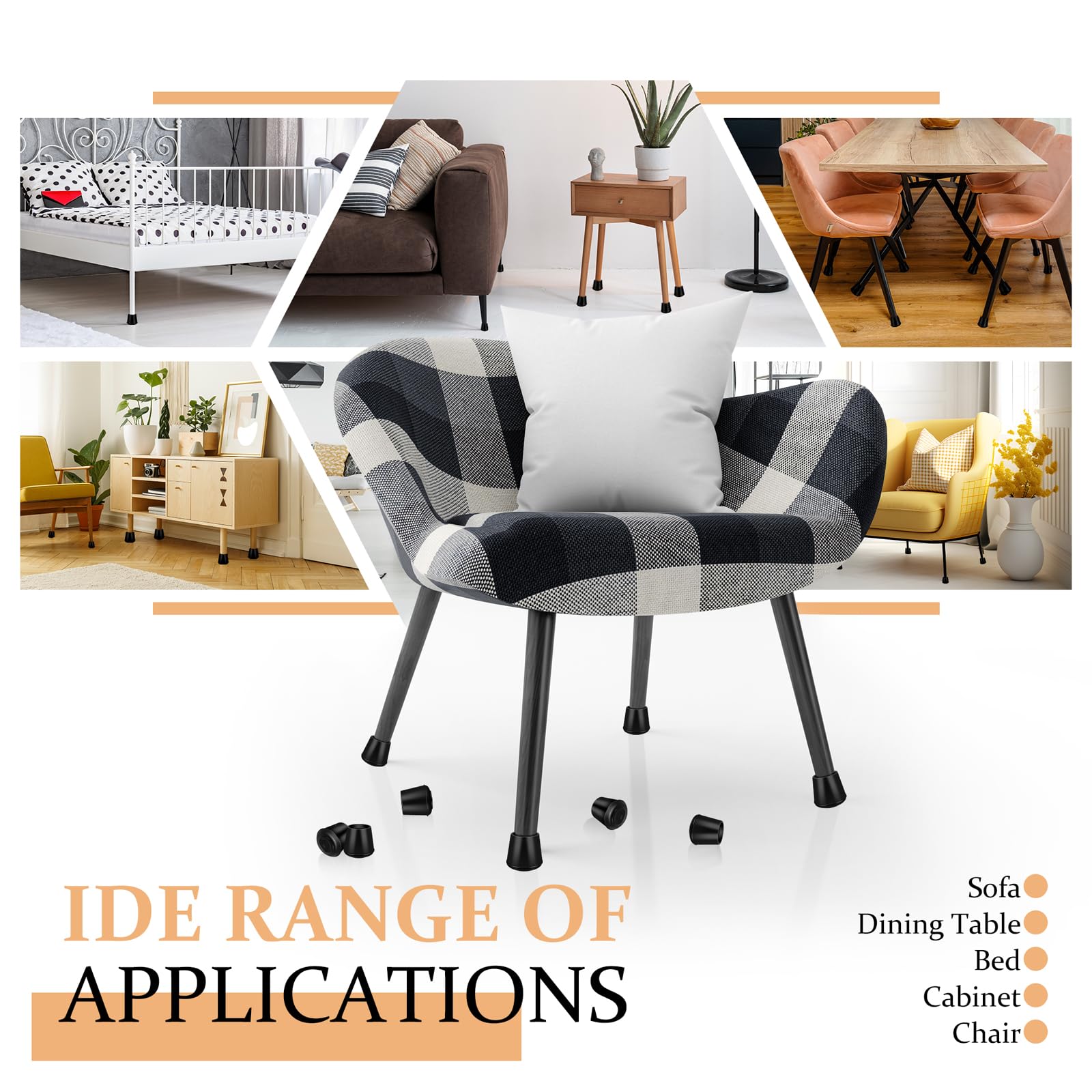 VOCOMO 1 Round Rubber Chair Leg Tips Caps Chair Leg Floor Protectors Furniture Legs Caps Non Slip Reduce — view 5