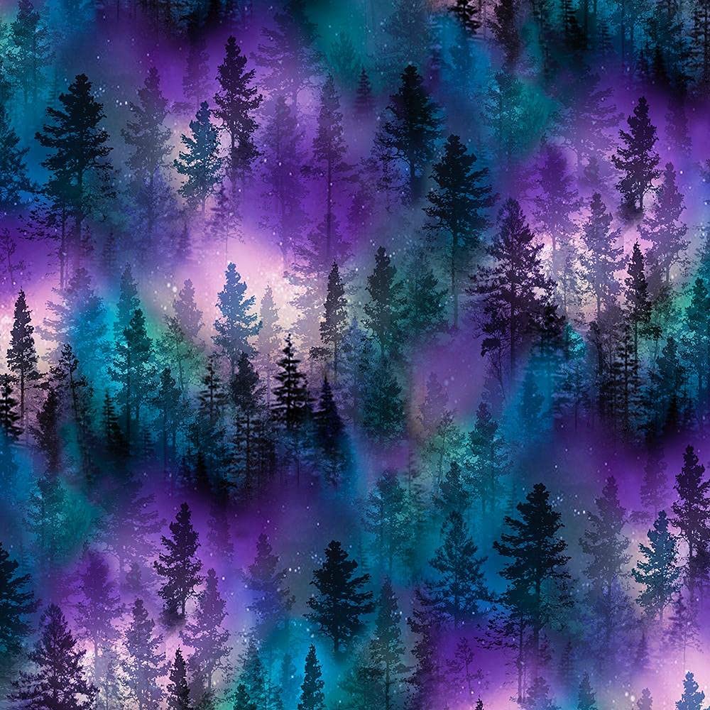 TIMELESS TREASURESAurora C8457 Purple Aurora & Trees BTY
