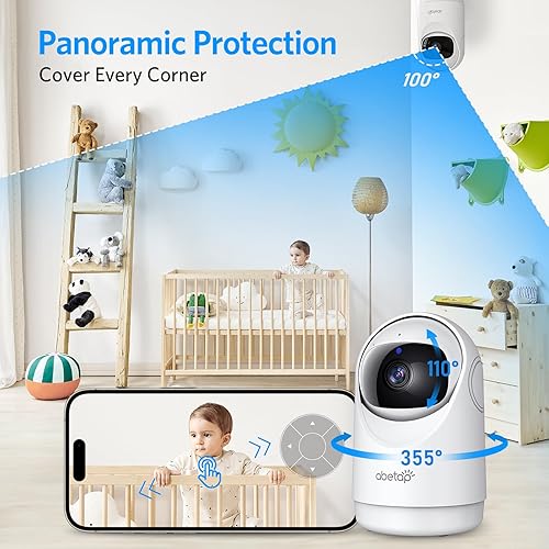 Miniatura 3 de Cámara interior 2K mejorada 2024, cámaras de 360 para seguridad del hogar con visión nocturna IR clara, detección de movimiento, conversación de 2