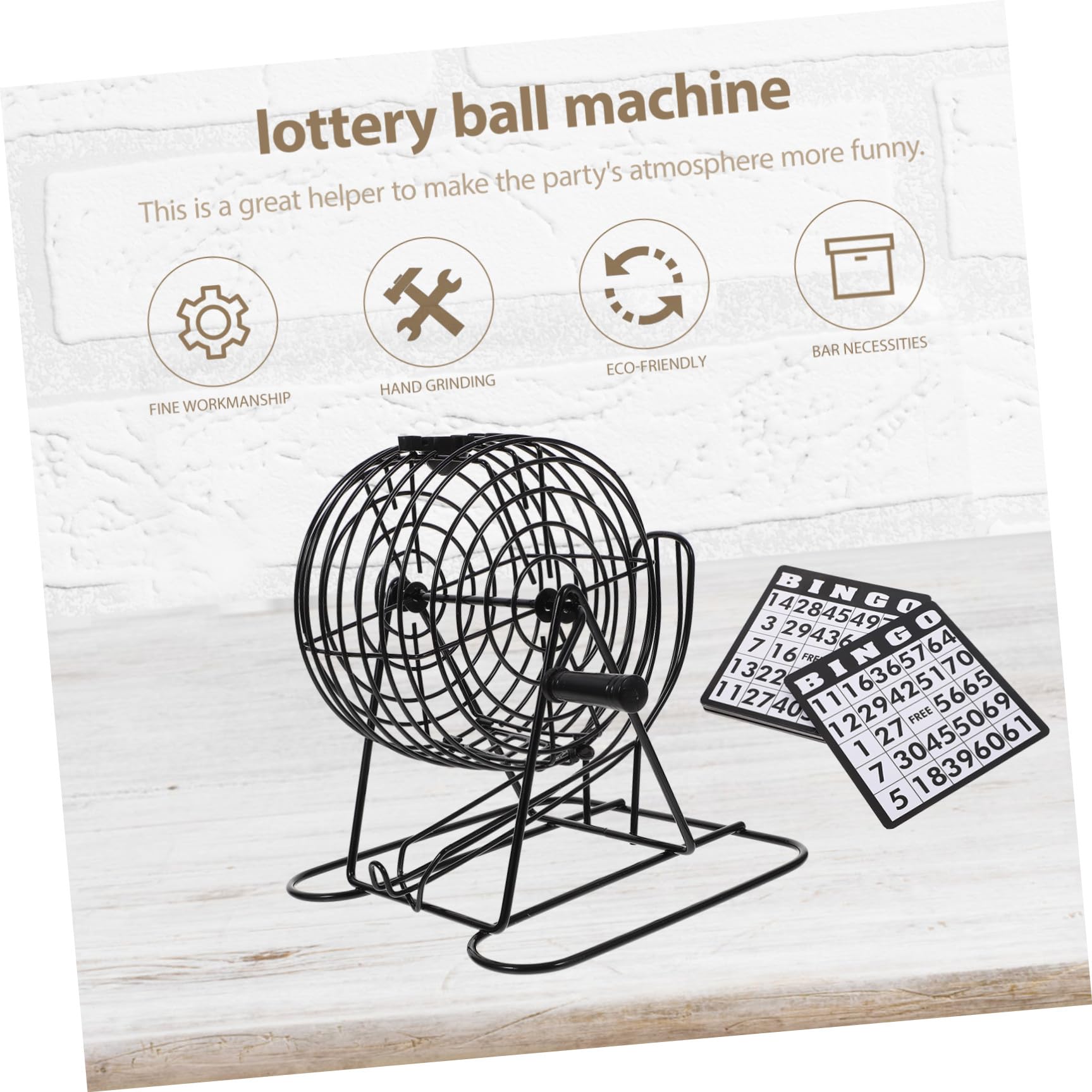 Jeu de Loterie Manuel Bingo en Fer Noir pour Table