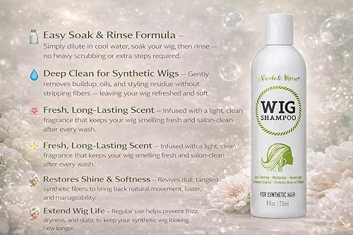 Vista 3 de [ Nicole & Alyssa ] Juego de spray y champú para peluca, solución de cuidado de peluca sintética (original)