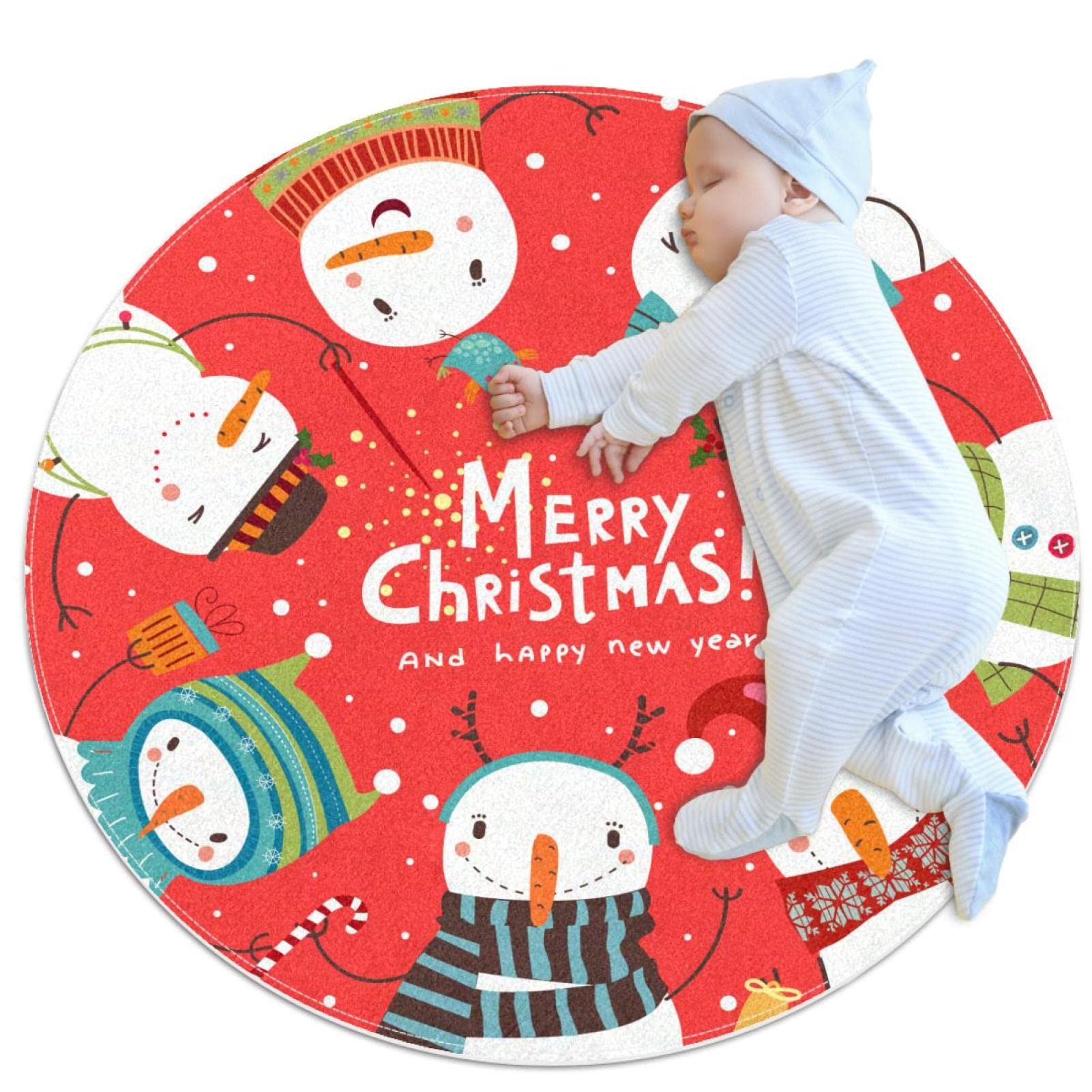 Tapis de Noël antidérapant et doux motif Bonhomme de Neige pour éviter les glissades
