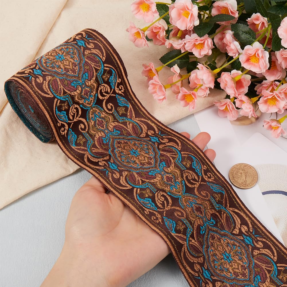 Gorgecraft 5 metro Floreale Ricamato Nastro Jacquard Vintage Tessuto Trim 2 pollici di Larghezza Boho Pizzo Tessuto per Abbellimento Fai Da Te Cucito Borsa A Mano Abbigliamento (Rosso Scuro
