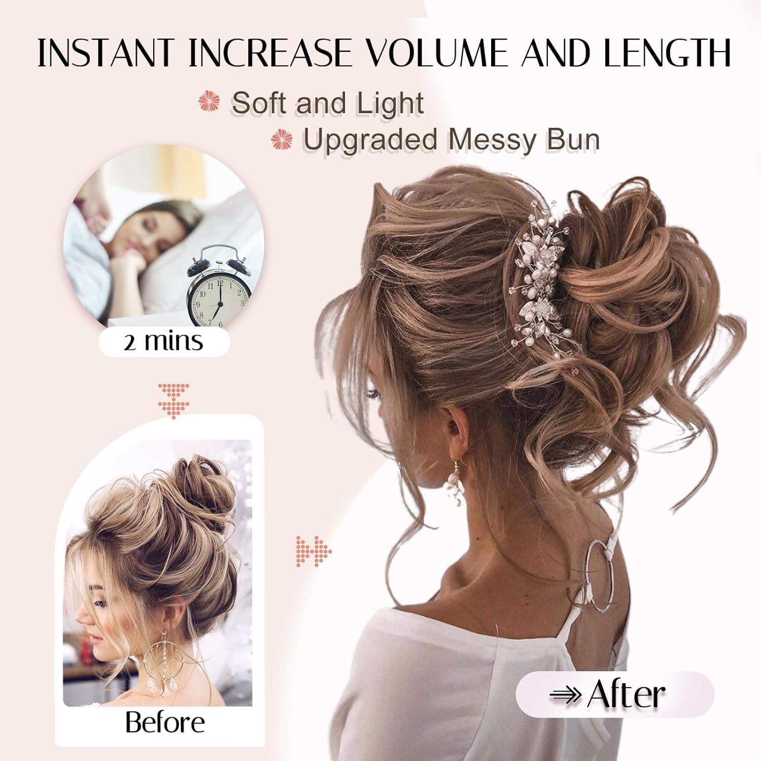 Extensiones de moño grandes y desordenadas para mujer, onduladas, rizadas, extensiones de moño falso, extensiones de cola de caballo para recoger, extensiones de cabello sintético natural, 7