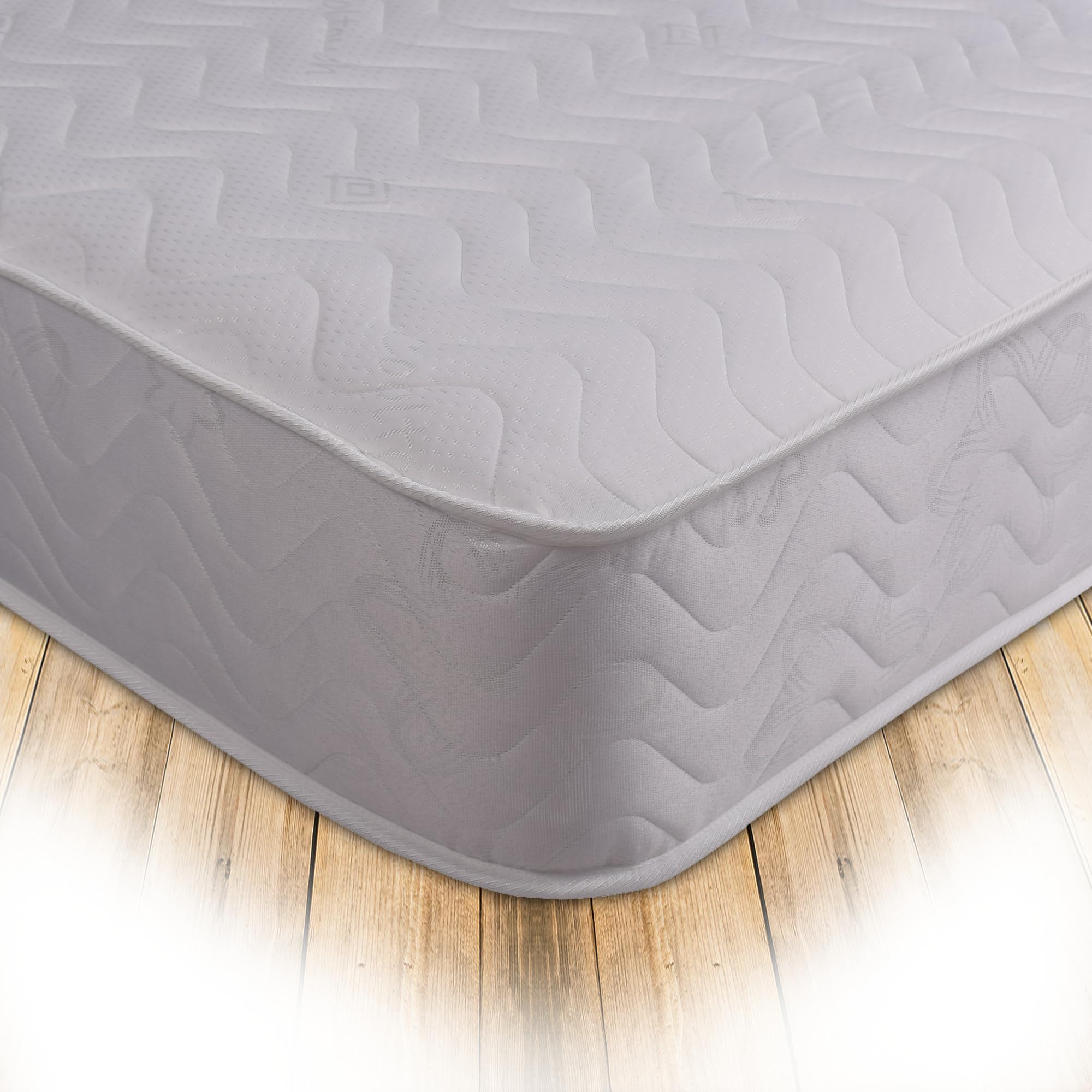 Starlight Beds Close Wave 8 Inch Deep Shorty Budget Mattress, Sprung, White. 2ft6 x 5ft9 Shorty Mattress (80cm x 175cm x 20cm)