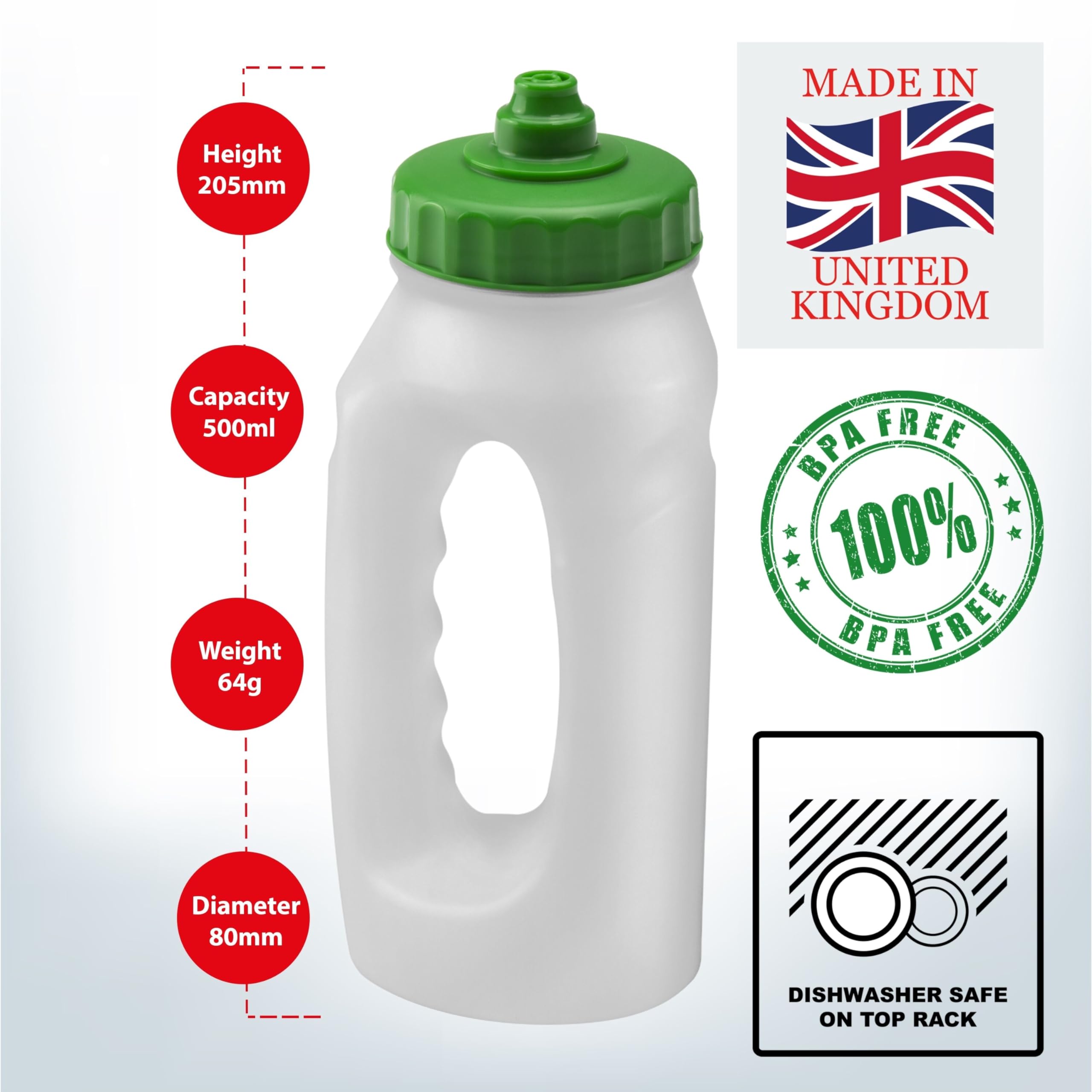 Jolly Brite Running Water Bottle Handheld 500ml Leakproof Spout Light Weight BPA Free Easy Grip Ideal for Runners Jogging Sports Gym Training 2 Pack (Orange & Green) - Image 2