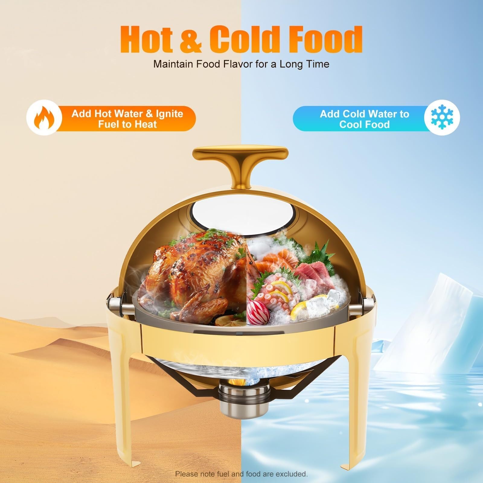 Chafing Dish 6 QT réchauds for Buffet Roll Top réchaud Buffet Ensemble en Acier Inoxydable Buffet Plus Chaud chafers Ensemble Chauffe Plat