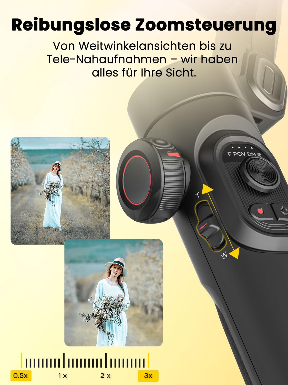 AOCHUAN Gimbal-Stabilisator für Smartphone, NO APP KI-Verfolgung, Gestensteuerung, Inception 360°, mit TikTok YouTube, 3-Achsen-Falt-Gimbal-Stabilisator für iPhone und Android, XE AI-Version