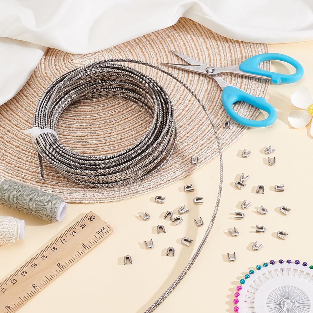 PH PandaHall 11 Iarde Spirale in Acciaio Inossidabile Corsetto Stecche Sostegni Stecche Flessibili per La Creazione di Abiti Fai Da Te Artigianato con 40 Punte di Steccatura 4.5mm di Larghezza