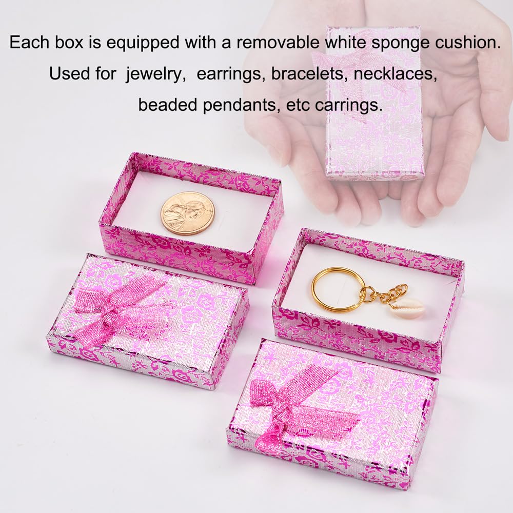 24pcs carré rectangle carton ensemble de bijoux boîtes avec éponge pour collier bagues boucles d'oreilles boîte perles fournitures emballage cadeau-07 24pcs