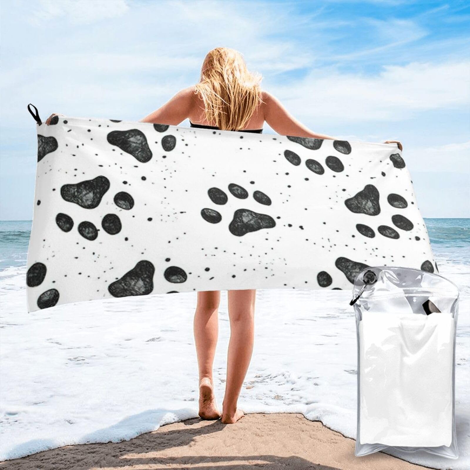 AYYQWE Dog Paw Pattern Print Lightweight Towel For Men Women Travel Beach Camping Hiking Yoga Swimming Sports