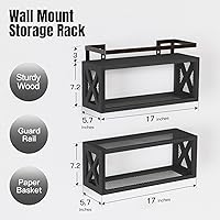 Vista 2 de RICHER HOUSE Estantes flotantes con barandilla, madera rústica para decoración de pared, accesorios de baño de granja montados, organizador sobre