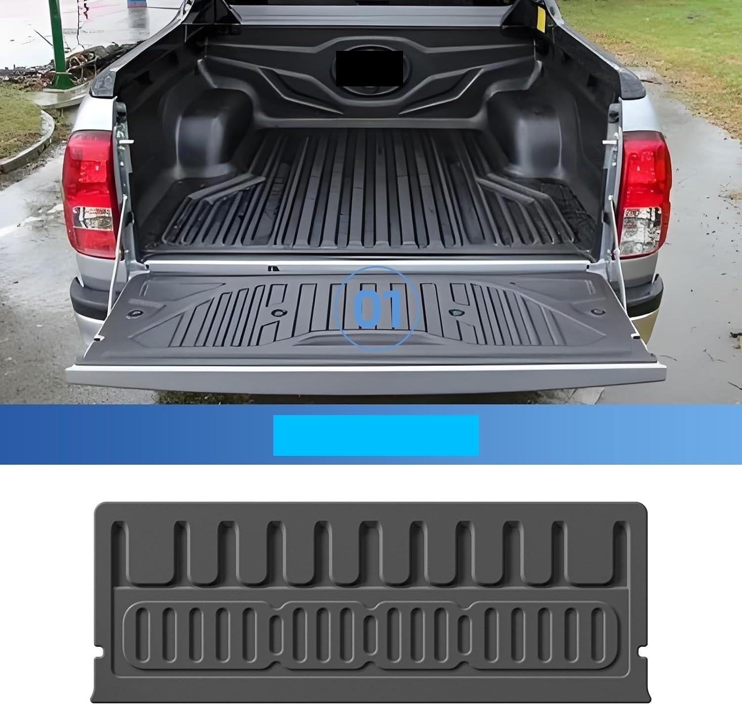 for Toyota Hilux revo 2015-2022 Truck Bed Tailgate Mat Rear Trunk Protective Pad Liner Cargo Accessories Black Replacement(Trunk pad 2P)