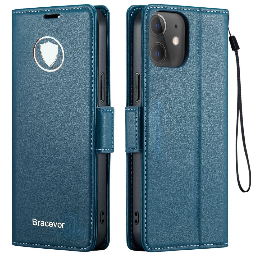 Bracevor Deluxe Leather Flip Cover case for iPhone 12/12 pro : Blue | PU Wallet Card Slots | Kickstand | 360 Degree Protection (B0DBVJHFPT) Amazon Price History, Amazon Price Tracker