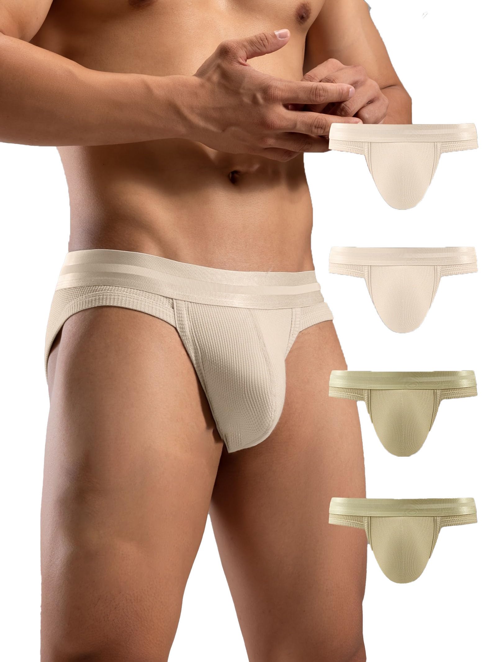 Paquete de 4 calzoncillos de algodón para hombre, sexy, tanga, tanga, bala, separa, malla, transpirable, cómoda cintura