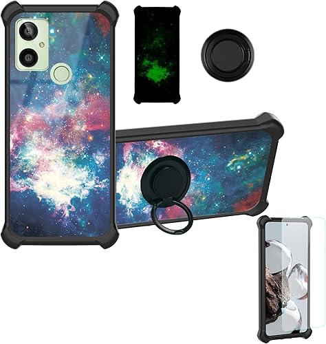 Kalley Silver C - Funda compatible con Kalley Silver C, con protector de pantalla de vidrio templado, soporte de anillo, efecto luminoso, YGH-YH