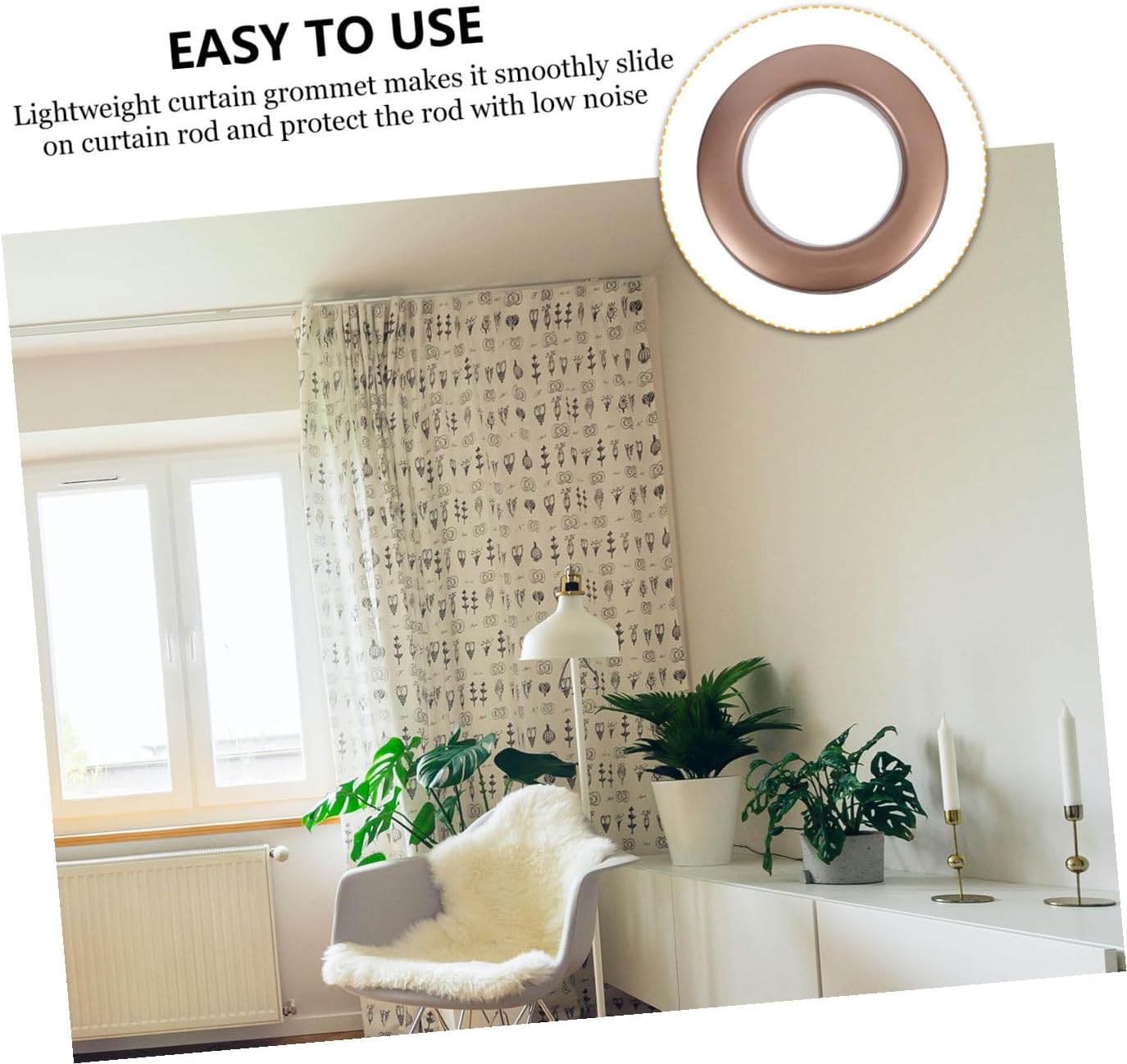 75 Pcs Reusable Sliding Curtain Grommets Plastic Inner Diameter Rings Silent Roman Curtain Eyelet Rings for Window Drapery Hardware Home Décor