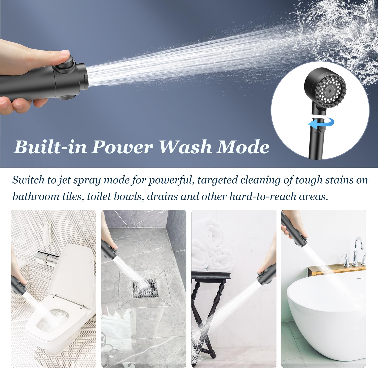 FEELSO Cabezal de ducha filtrado con mano, cabezal de ducha de alta presión con múltiples modos de pulverización con filtro, interruptor de encendido/apagado para baño de mascotas, boquillas